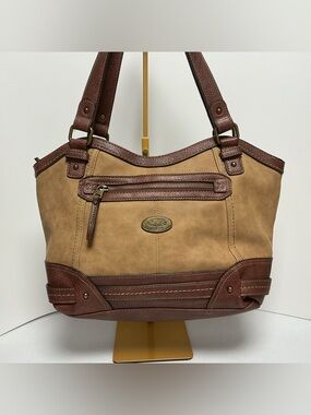 b.ø.c Born Concept Tan Brown Faux Leather Shoulder Tote Bag